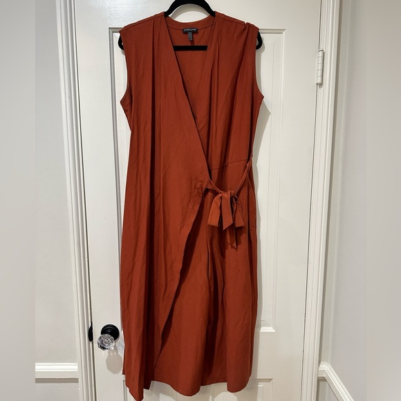 Eileen Fisher petite wrap front crepe sleeveless jumpsuit - Picture 3 of 16